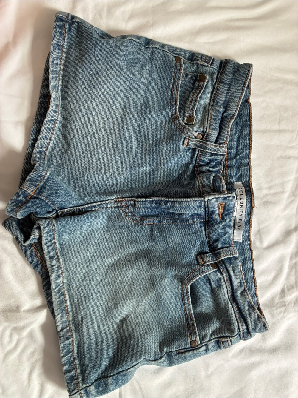 Celebrity Pink Faded Blue Low Rise Denim Shorts